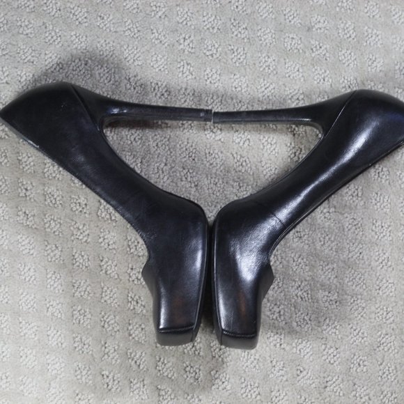 Gianni Bini Size 8.5 Black Square Toe Platform 5" Stiletto Heels - Picture 3 of 6